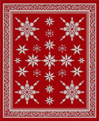 Crimson White Snowflake Collage Rug