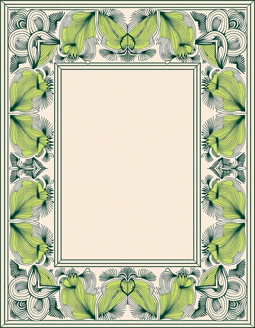 Verdant Green Floral Border Rug