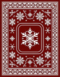 Crimson Snowflake Border Rug