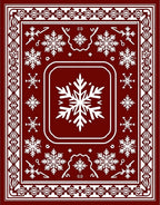 Crimson Snowflake Border Rug
