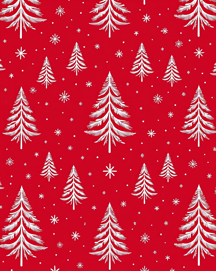 Red White Christmas Tree Snowflakes Rug