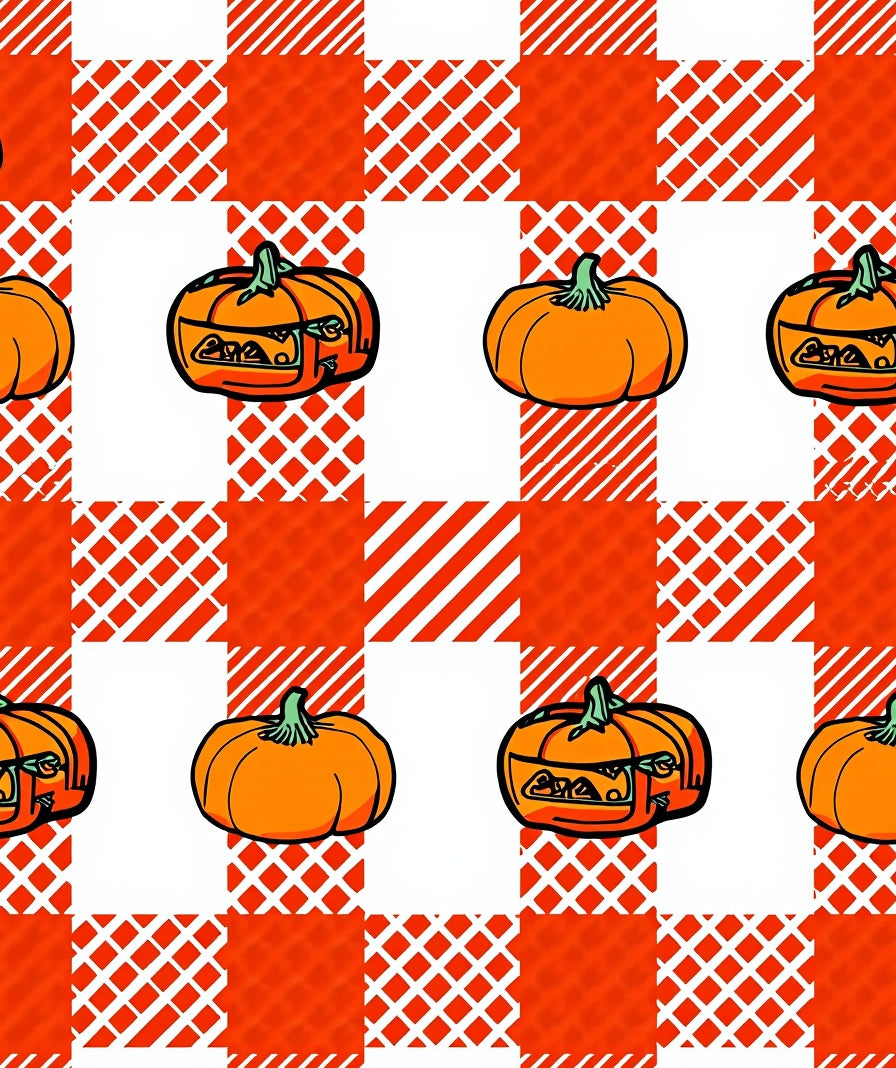 Orange Pumpkin Gingham Square Rug