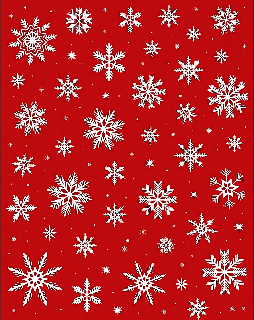 Winter White Snowflake All-Over Red Rug
