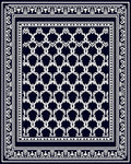 Classic Navy White Interlocking Lattice Rug