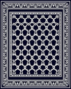 Classic Navy White Interlocking Lattice Rug
