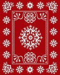 White Snowflake Red Border Rug