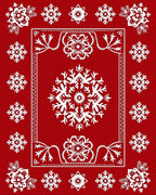White Snowflake Red Border Rug