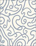 Cream Blue Swirling Abstract Lines Rug