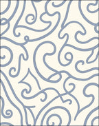 Cream Blue Swirling Abstract Lines Rug