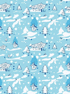 Blue Winter Village Sketch Rug