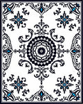 Black Blue White Damask Floral Medallion Rug
