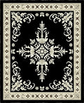 Classic Black Cream Floral Scroll Rug