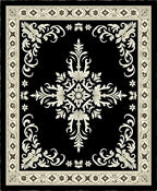 Classic Black Cream Floral Scroll Rug