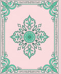 Pale Pink Green Floral Medallion Frame Rug