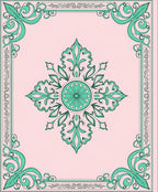 Pale Pink Green Floral Medallion Frame Rug