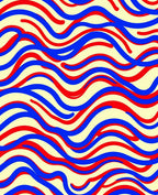 Red Blue Wavy Abstract Lines Rug