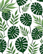 Green Tropical Leaf Collection Rug