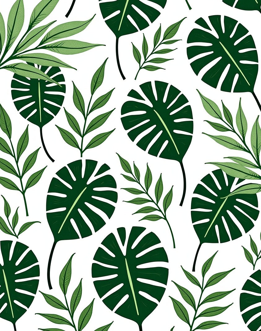 Green Tropical Leaf Collection Rug