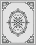 Ornate Gray Floral Medallion Border Rug