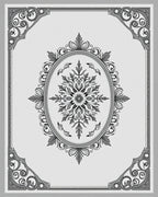 Ornate Gray Floral Medallion Border Rug