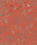 Terracotta Red Botanical Bird Garden Rug