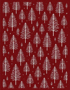 White Pine Forest Crimson Background Rug