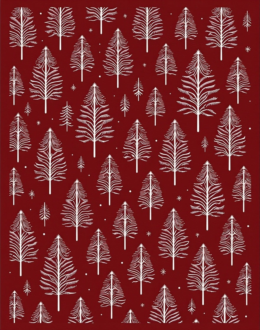 White Pine Forest Crimson Background Rug