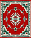 Crimson Green Floral Medallion Ornament Rug