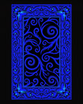 Electric Blue Ornate Scrollwork Rug