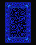 Electric Blue Ornate Scrollwork Rug