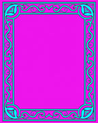 Vibrant Pink Turquoise Ornate Frame Rug