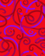 Crimson Swirls Abstract Ribbon Rug