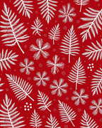 White Fern Leaf Scarlet Background Rug