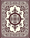Maroon Off-White Floral Medallion Border Rug