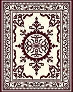 Maroon Off-White Floral Medallion Border Rug