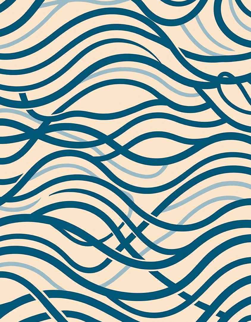 Teal Blue Intertwined Wave Rug