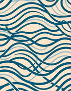 Teal Blue Intertwined Wave Rug