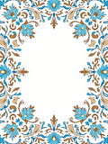 Blue Brown Floral Vine Border Rug