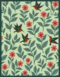Whimsical Orange Flower Hummingbird Garden Rug