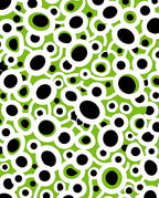 Vibrant Green Black Bubble Cluster Rug