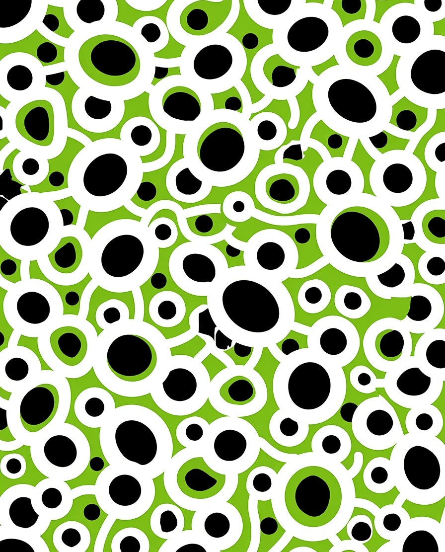 Vibrant Green Black Bubble Cluster Rug