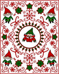 Festive Red Green Gnome Holiday Round Rug