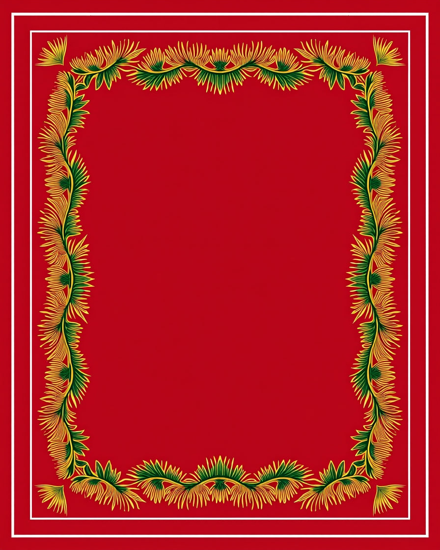 Crimson Green Leafy Border Rug