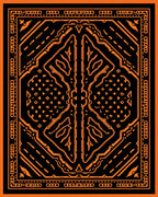 Bold Orange Black Geometric Frame Rug