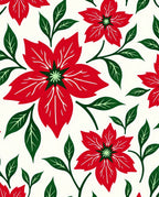 Crimson Poinsettia Leaf Botanical Arrangement Rug