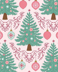 Retro Christmas Tree Ornaments Pink Teal Rug