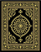 Black Gold Medallion Frame Rug