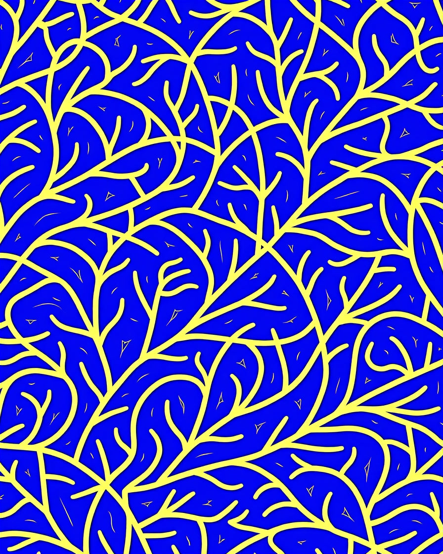 Vibrant Blue Yellow Botanical Network Rug