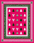 Hot Pink Forest Animal Christmas Trees Rug