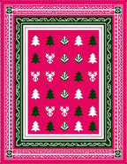 Hot Pink Forest Animal Christmas Trees Rug
